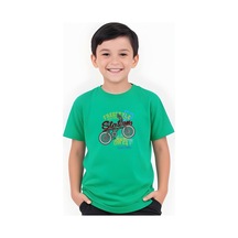 Fyk Kids Erkek Çocuk Yuvarlak Yaka Bisiklet 52 Erkek Baskılı T-shirt Yeşil