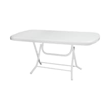 Omnipazar Mt-gfm230 Prima Grande Plastik Dikdörtgen Bahçe Balkon Masa 90x160 Cm Beyaz Beyaz