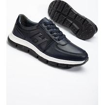 Hakiki Deri Erkek Günlük Ayakkabı Lacivert H Model Eva Taban-3480 Lacivert