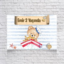 Denizci Ayıcık Temalı Doğum Günü Afişi 100x150 Cm