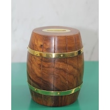 9093118235021drvs - Pirinç Detaylı Fıçı Kumbara Model 4