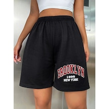 Bay Sweetline Brooklyn 1898 Penye Şort - Siyah Baskılı Kısa Siyah