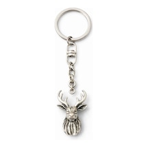 Forest Stag Geyik Figürlü Eskitme Gümüş Renk Metal Anahtarlık