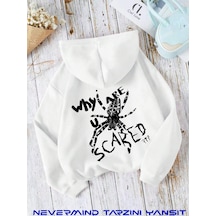 Nevermind Unisex Whe Are You Baskılı Oversize Baskılı Kapşonlu Sweatshirt 3 Beyaz