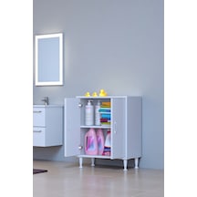 Eliusta Arden 60 Cm Beyaz 2 Bölmeli Banyo Düzenleyici Dolap 1 Raflı Çok Amaçlı Mutfak Dolabı 60x75x32,5 Cm Beyaz