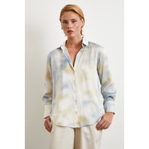 Ebruli Desen Saten Gömlek Buz Mavisi Buz Mavisi Ebruli Desen Saten Gömlek Buz Mavisi Buz Mavisi