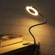 Tr Mandallı Led Çalışma Okuma Işığı, Flex Ayarlanabilir, 3 Renk Işık, Masa Gece Lambası, Siyah Genel