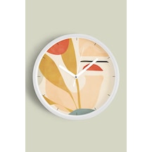 Soyut - Bohem - Geometrik Temalı Modern Duvar Saati - 30cm - Önü Camlı Beyaz Kasa - Sessiz Mekanizma-jh0379 Beyaz