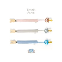 % 100 Pamuk Müslin Bebek Emzik Askısı Mavi Dclıp-1011 Çok renkli
