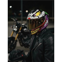 Gıvı 50.x Joke  1 Renkli 1 Şeffaf Vizörlü Motosiklet Kask Gold Vizör + Şeffaf