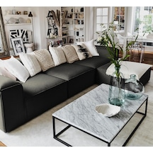 Relax Soft 4 Modül Köşe Takımı Siyah Keten 900 Siyah