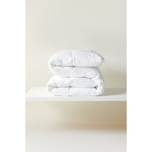 Ocean Home Textile %100 Pamuk Kumaş Kaz Tüyü Konforunda Saten Biyeli Mikrojel Çift Kişilik Yorgan 195 X 215 Cm Beyaz