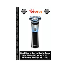 Özel Seri 4 Parça Şarjlı Tıraş Makinesi Seti Cf32 Islak Kuru Usb Cihaz Yüz Tıraşı