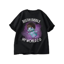 Flood Of Style Justin Bibble Benim Dünya Grafik T-shirt Bibbletopia Pamuk T Shirt Erkekler Baskılı Yüksek Ka Siyah