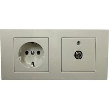 Ovivo Grano Beyaz 2'li Set Topraklı Priz Uydu Tv Prizi