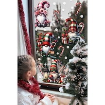 Çiçekli Yılbaşı Cüceleri Ve Kar Taneleri Cam Duvar Sticker Seti Yılbaşı Süsü Yılbaşı Hediyesi Dijital Baskı