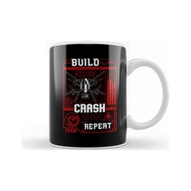 Funny Build Crash Repeat Drone Pilot Droning Kupa Bardak Porselen Karışık
