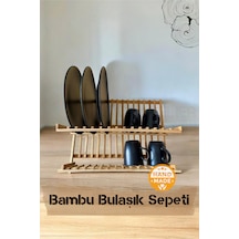El Yapımı Bambu Katlanabilir Tabaklık & Bulaşıklık 43 X 34 Cm