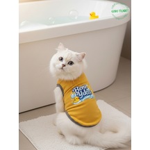Sarı Beni Yıka Baskılı Kedi Ve Köpek Kıyafeti Evcil Hayvan Tişörtü Elbisesi Xsmall/xs/beden 0