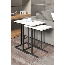 Retodesign 2 Li Beyaz Zigon Sehpa. Yan Sehpa 3100b