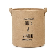 Jüt Silindir Sepet - 30x31 Cm, Dekoratif Ve Şık Aahşap