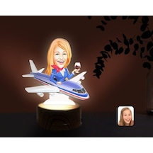 Kişiye Özel Hostes Karikatürlü Dekoratif 3D Biblo Led Işıklı Gece (481497801)