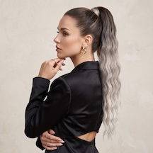 Lastik Tokalı At Kuyruğu Su Dalgalı / Koyu Kumral / Gümüş Platin Ombre - Qhdh-899166 Çok Renkli