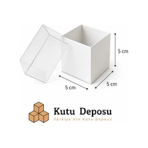 5x5x5 Cm Asetat Kapaklı Takı Kutusu-beyaz Demonte 50 Adet