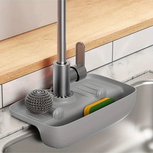 Musluk Düzenleyici Evyelik Mutfak Lavabo Tezgah Üzeri Bölmeli Organizer Silikon Gri Diğer