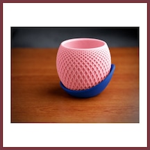 Storeşahin 3d Baskı Küre Saksı - Kafes Dokulu İki Parçalı Dekoratif Saksı - Pembe-mavi Shn0720