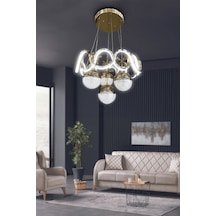 Sefa 4 Toplu Modern Sarkıt Led Avize - 3 Renk Kumandasız - Gold Gold