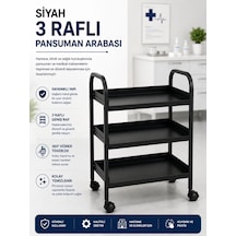 3 Katlı Siyah Pansuman Ve Cihaz Arabası