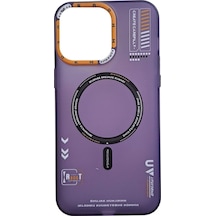 Apple Uyumlu iPhone Akfa 15 Pro Max Vector Serisi Magsafe Premium Telefon Kılıfı Mor