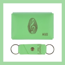 Miaju Fıstık Yeşil, Müzik Desenli İsminize Özel Cüzdan Ve Anahtarlık Set, Sevdiğine Unutulmaz Aksesuar Set Fıstık Yeşil