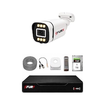 Fury 1 Kameralı 5mp Lens 1080p 6 Warm Led Renkli Gece Görüşlü Güvenlik Kamera Sistemi 1tb 1606 41937782