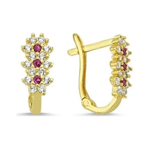 Sembolgold Altın Çocuk Küpe 14 Ayar J Model Taşlı Sg42-70014