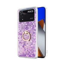 Xiaomi Poco M4 Pro 4g İçin Kılıf Glitter Liquid Holder Mor Poco M4 Pro 4g İle Uyumlu Kılıf - Mor