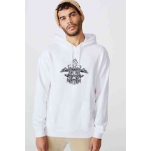 Ghost Rider Motorsiklet Skull Rider Baskılı Beyaz Erkek Sweat (534785891)