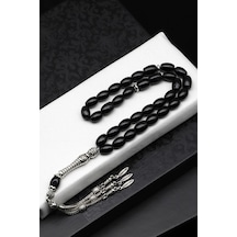 Siyah Akik Doğal Taş Tesbih 8 X 11 Mm Arpa Kesim - Tsb-0502