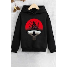 Uyguntarz Çocuk Itachi Uchiha Baskılı Sweatshirt Siyah