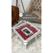 Ahsen Ahşap Fotoğraflı Anı Sehpası Beyaz4