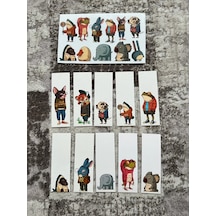 Hayvan Karikatür Kitap Ayraç ve Stickers Seti Pytkstkr51