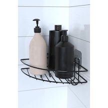 Yapışkanlı Banyo Köşeliği Kancalı Köşe Rafı Duş Şampuanlık Duvar Düzenleyici Organizer Raf Siyah Diğer