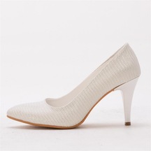 Gusse Luna Kadin Simli Stiletto Ayakkabı-159-3-beyaz