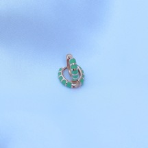 Yeşil Mine Işli Rose Gold Kaplama Gümüş Küpe