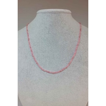 Pembe Kuvars Taşı 2mm Kolye (Sabit Klipsli) Gümüş