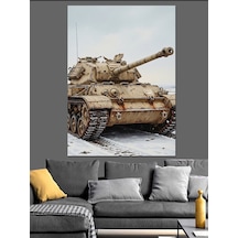 Ahşap Tablo Karlı Arazide Askeri Tank