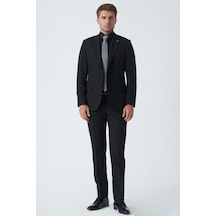 White Stone Cardiff T2454 Slim Fit 6 Drop Düz Takım Elbise Siyah-siyah Siyah