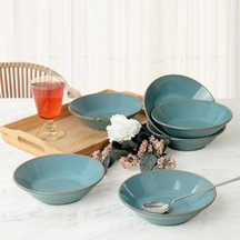 Turkuaz Granit Hitit Yemek Tabağı 18 Cm 6 Adet Q07 Çok Renkli