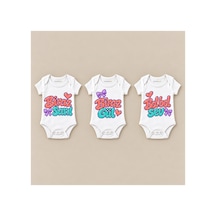 Babylimon Neşe Reçetesi Üçlü Beyaz Kısa Kollu Bebek Zıbın Seti Beyaz - 930083964 Beyaz